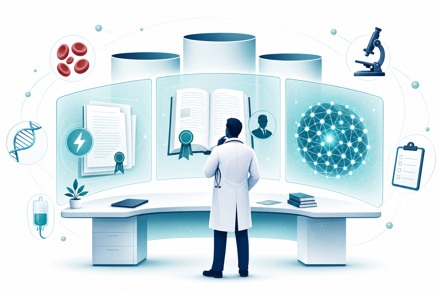Featured image for MeducationAI blog article: OpenEvidence vs UpToDate vs Doximity vs ChatGPT: Which Should a Heme/Onc Fellow Actually Use in 2026?